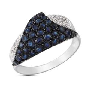 золотое кольцо с сапфирами и бриллиантами