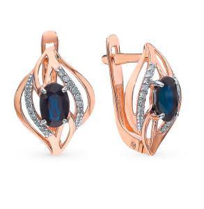 золотые серьги с сапфирами и бриллиантами