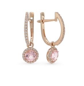 золотые серьги с морганитами и фианитами