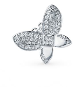 серебряная брошь с фианитами