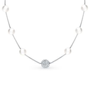 серебряное шейное украшение с жемчугом