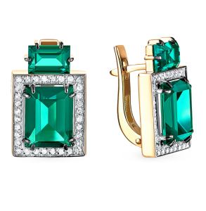 золотые серьги с изумрудами и бриллиантами