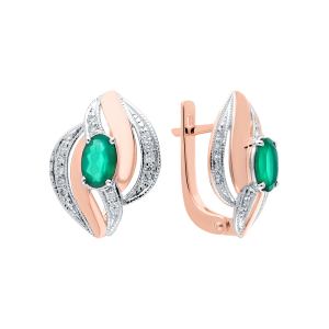 золотые серьги с хризопразами и бриллиантами