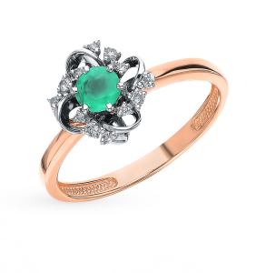 золотое кольцо с изумрудами и бриллиантами