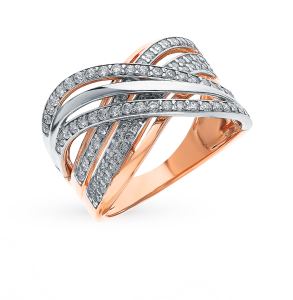 золотое кольцо с фианитами