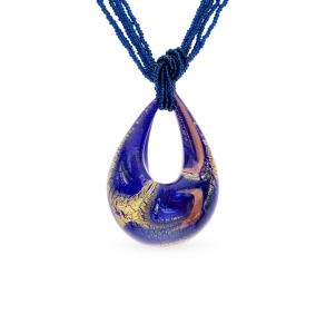 Серебряное шейное украшение с муранским стеклом и бисером