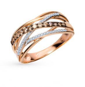 Золотое кольцо с коньячными бриллиантами