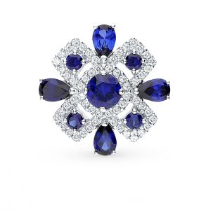 серебряная брошь с сапфирами