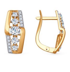 золотые серьги с фианитами SOKOLOV 027701*