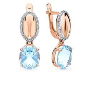 золотые серьги с топазами и фианитами