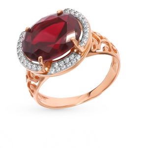 серебряное кольцо с нанокристаллами, фианитами и гранатом