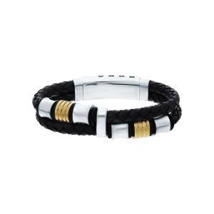 браслет из кожи со сталью