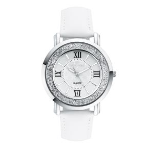 Женские часы с кристаллами на кожаном ремне