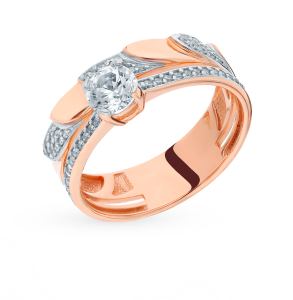 золотое кольцо с фианитами