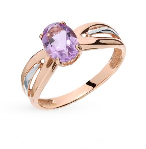 золотое кольцо с аметистом