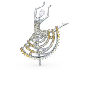 серебряная брошь с фианитами