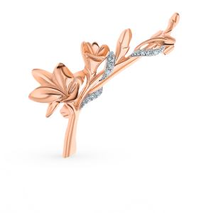 золотая брошь с фианитами