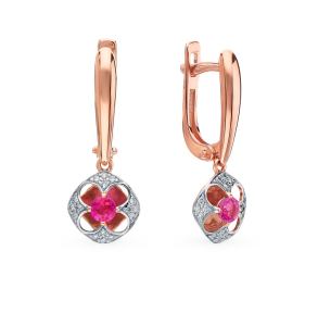 золотые серьги с рубинами и бриллиантами