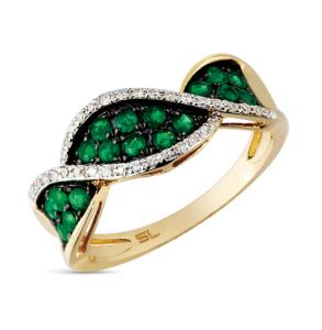 золотое кольцо с изумрудами и бриллиантами