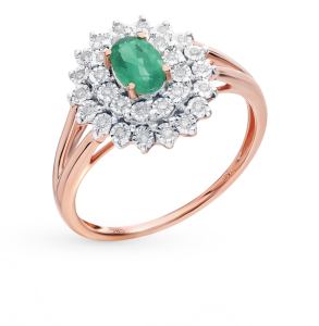 Золотое кольцо с изумрудом и бриллиантами