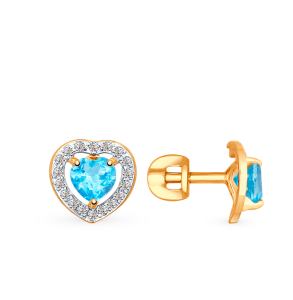 золотые серьги с топазами и фианитами SOKOLOV 725289*