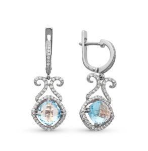 серебряные серьги с топазами и фианитами