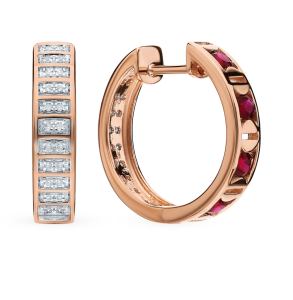 золотые серьги с рубинами и бриллиантами