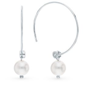 серебряные серьги с фианитами и жемчугом