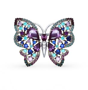 серебряная брошь с фианитами SOKOLOV 94040123