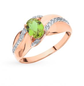 золотое кольцо с султанитами и фианитами