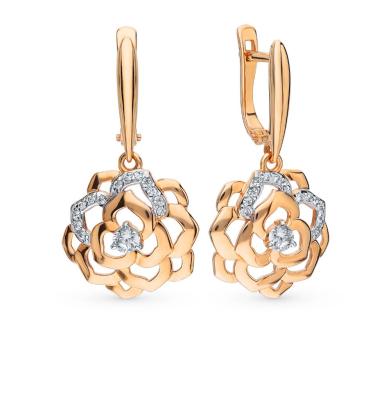 Золотые серьги с фианитами SOKOLOV 8-020022*