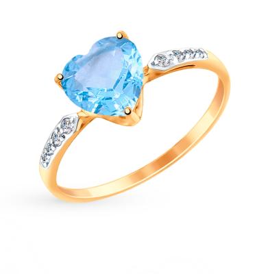 Золотое кольцо с топазами и фианитами SOKOLOV 714992*