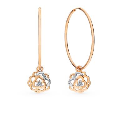 Золотые серьги с фианитами SOKOLOV 8-020034*