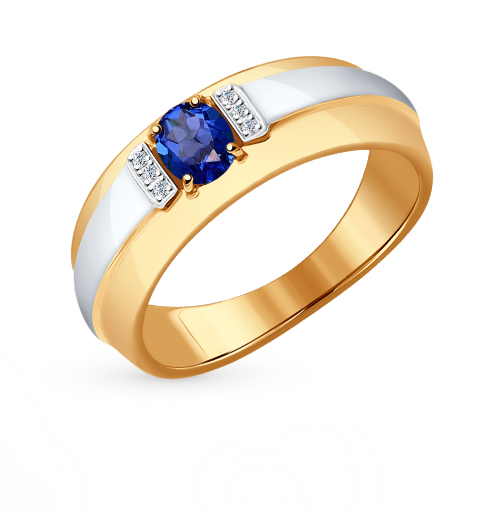 Фото «Золотое кольцо с сапфирами и бриллиантами SOKOLOV 2011045»