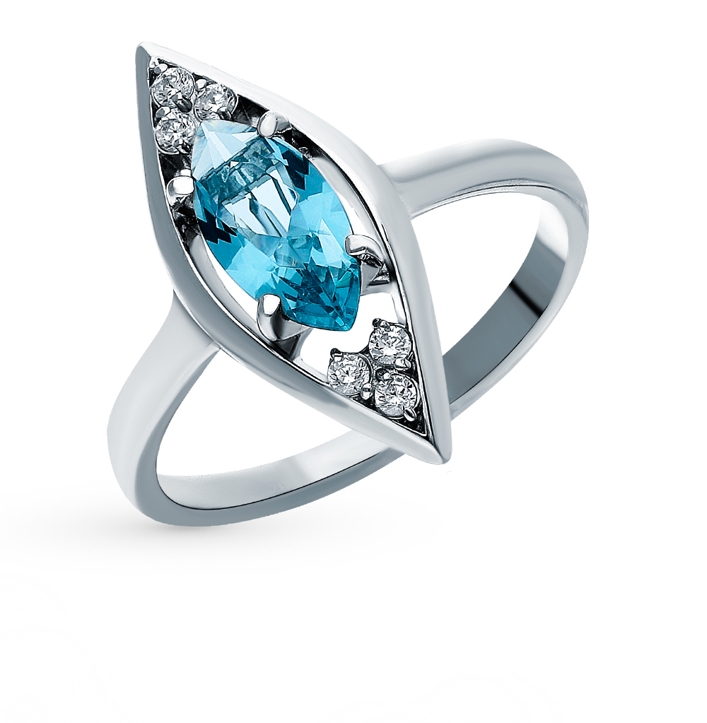 Серебряное кольцо с фианитами и топазами в Санкт-Петербурге