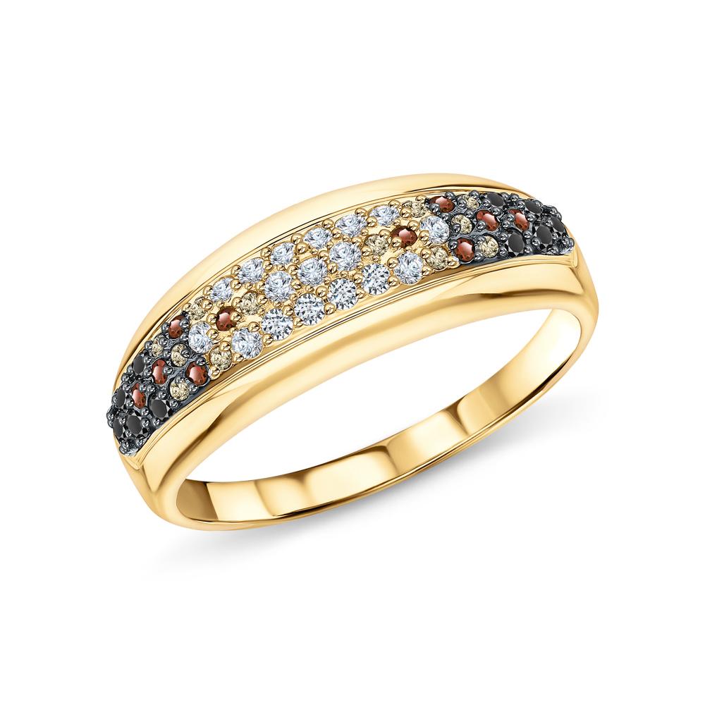 Золотое кольцо с коньячными бриллиантами и бриллиантами в Ростовe-на-Дону