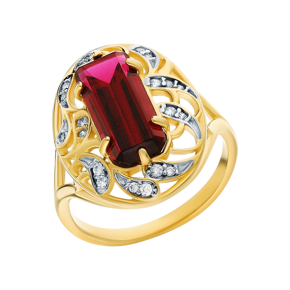 Фото «Серебряное кольцо с фианитами и рубеллитами»