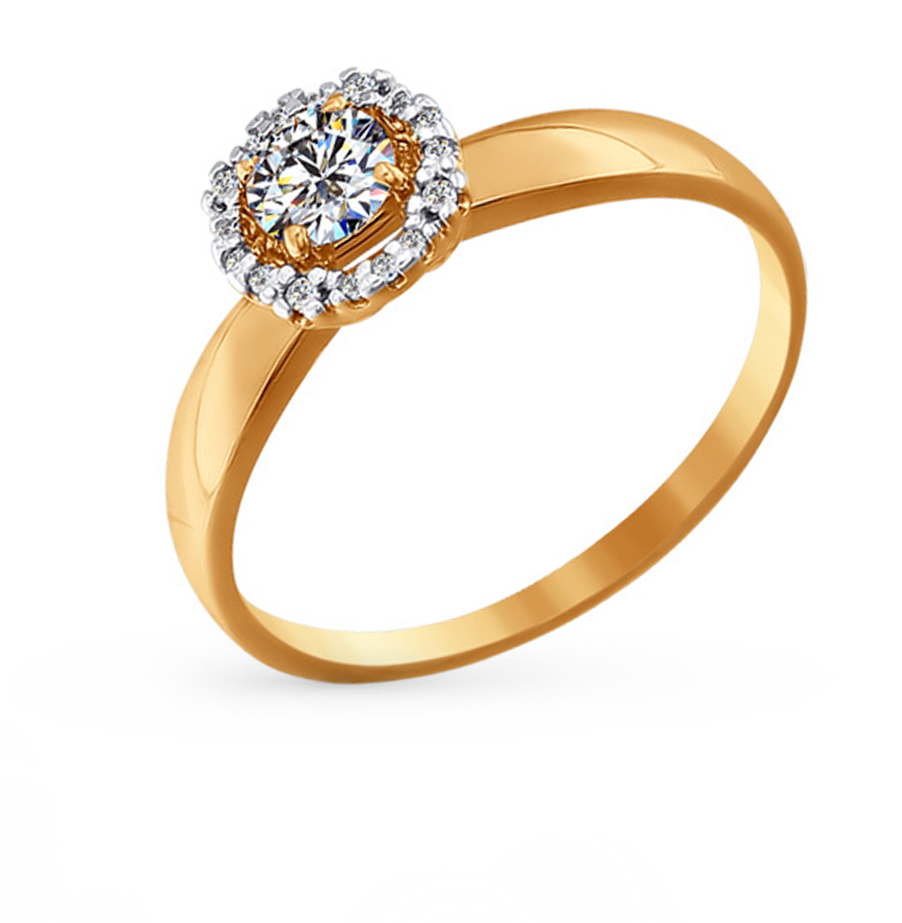 Фото «Золотое кольцо с кристаллами  Swarovski SOKOLOV 81010153*»