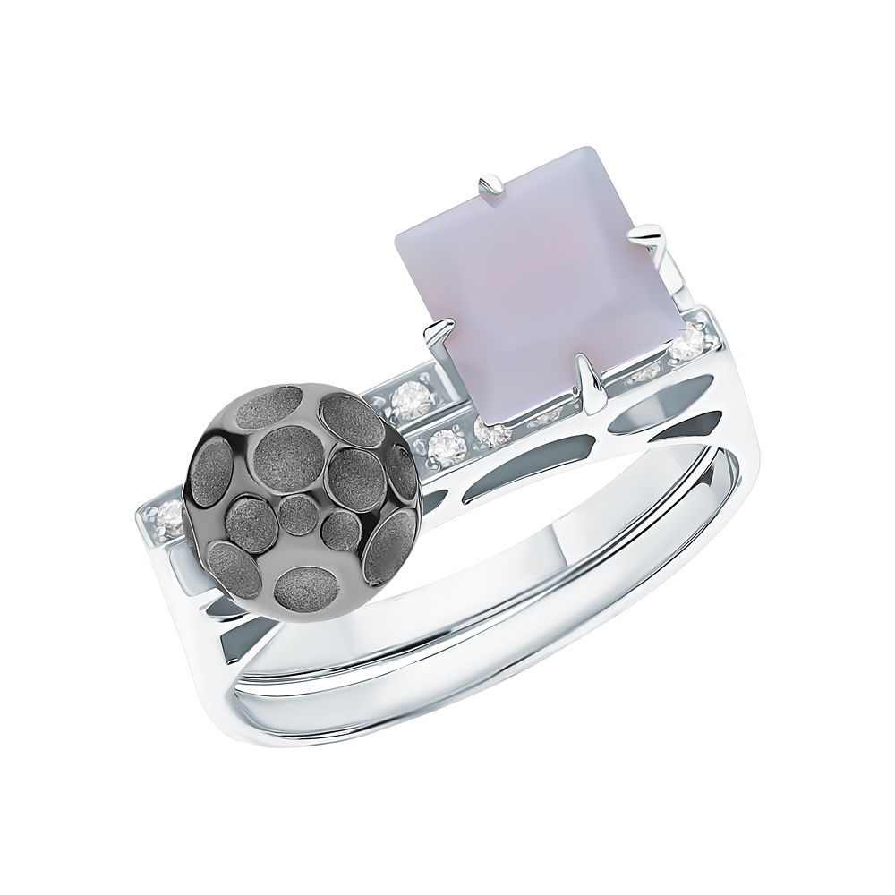 Фото «Серебряное кольцо с фианитами swarovski и ситаллами»