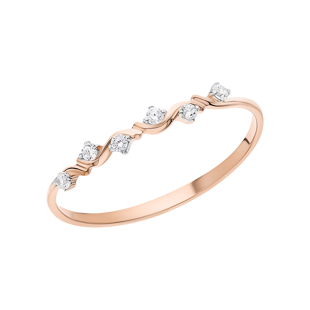 Золотое кольцо с фианитами ТОПАЗ Т242015755*: розовое золото 375 пробы, фианит — купить в интернет-магазине SUNLIGHT, фото, артикул 267146