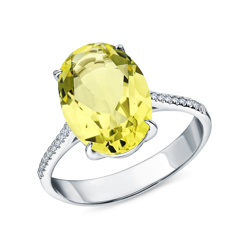 Золотое кольцо с кварцем и бриллиантами в Самаре