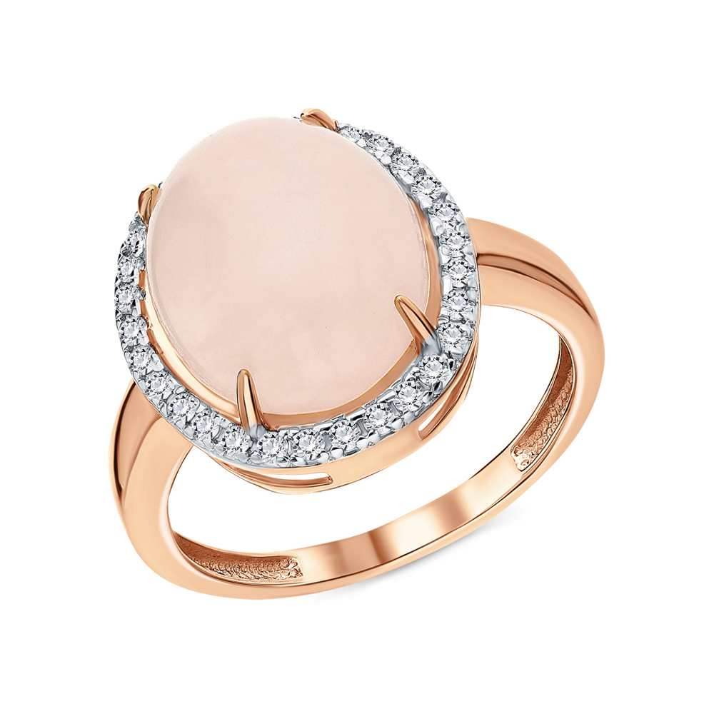 Золотое кольцо с фианитами и кварцами розовыми в Самаре