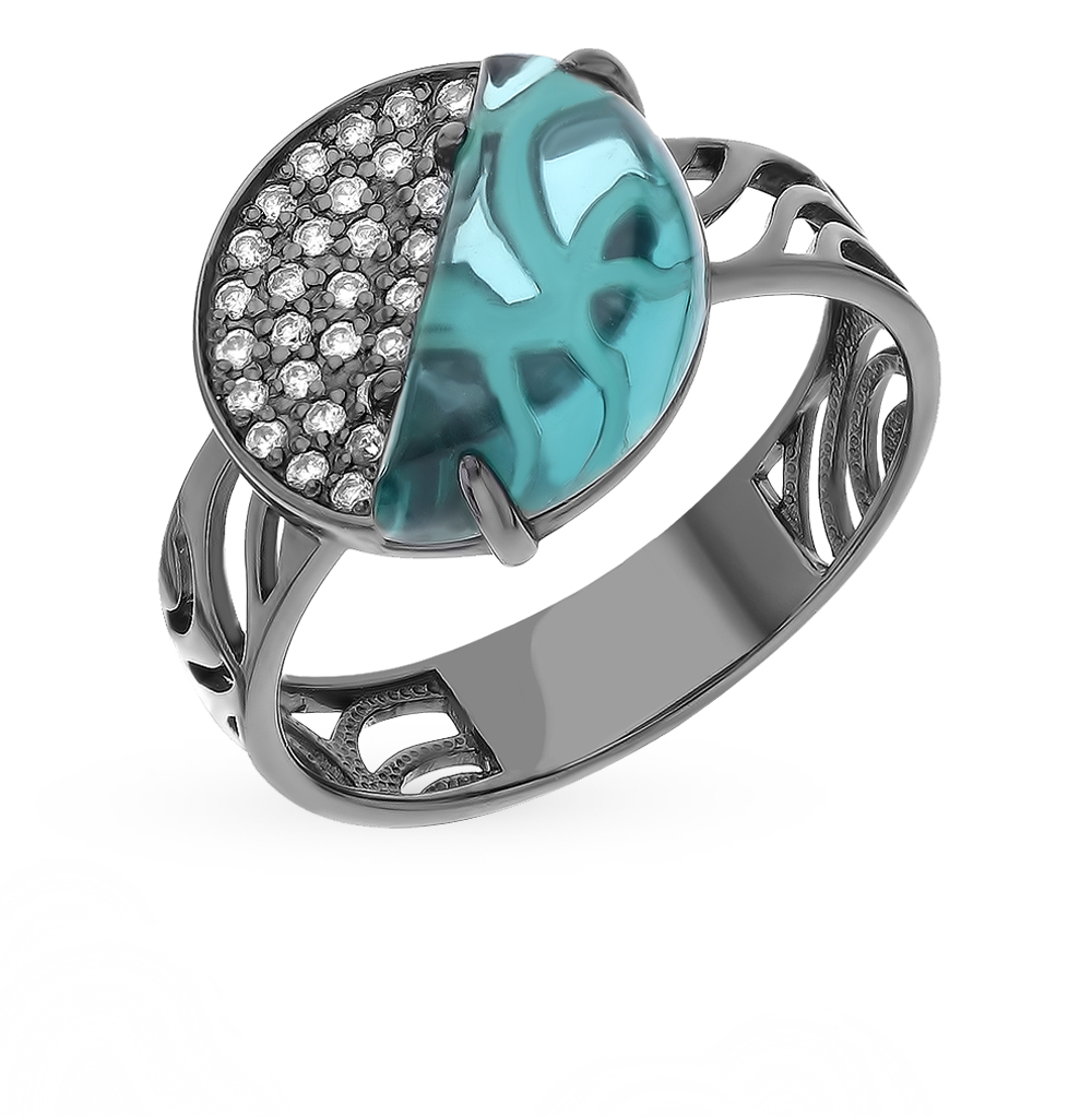 Фото «Серебряное кольцо с фианитами и ситаллами»