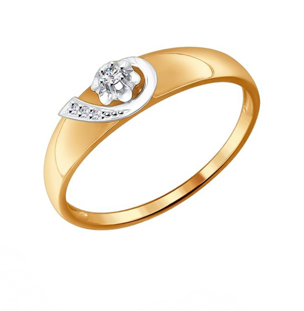 Фото «Золотое кольцо с бриллиантами SOKOLOV 1011407»