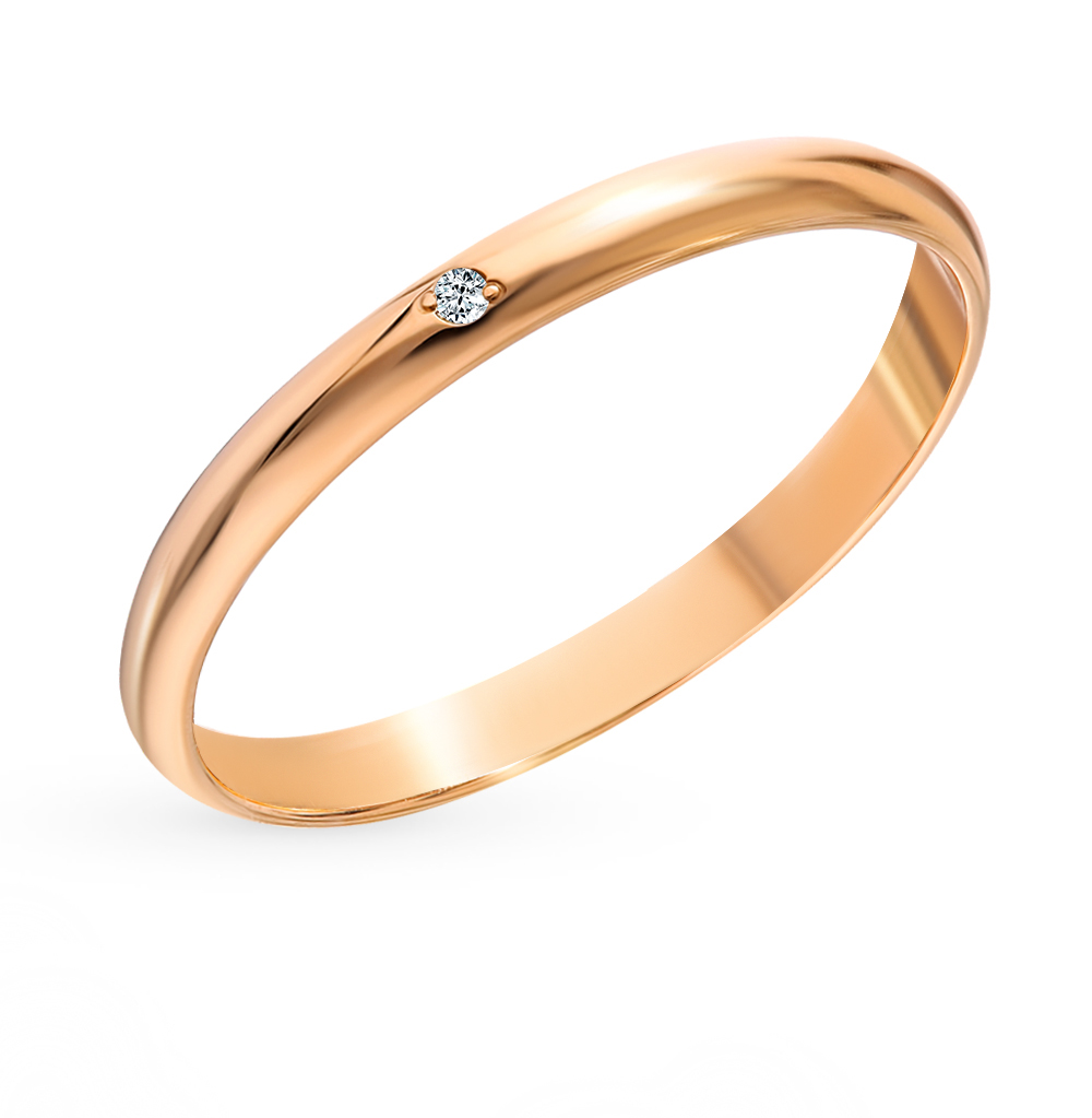 Золотое обручальное кольцо с бриллиантом в Санкт-Петербурге