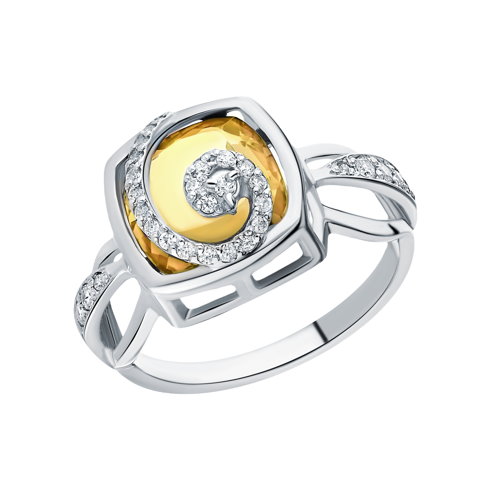 Серебряное кольцо с цитринами и фианитами в Нижнем Новгороде