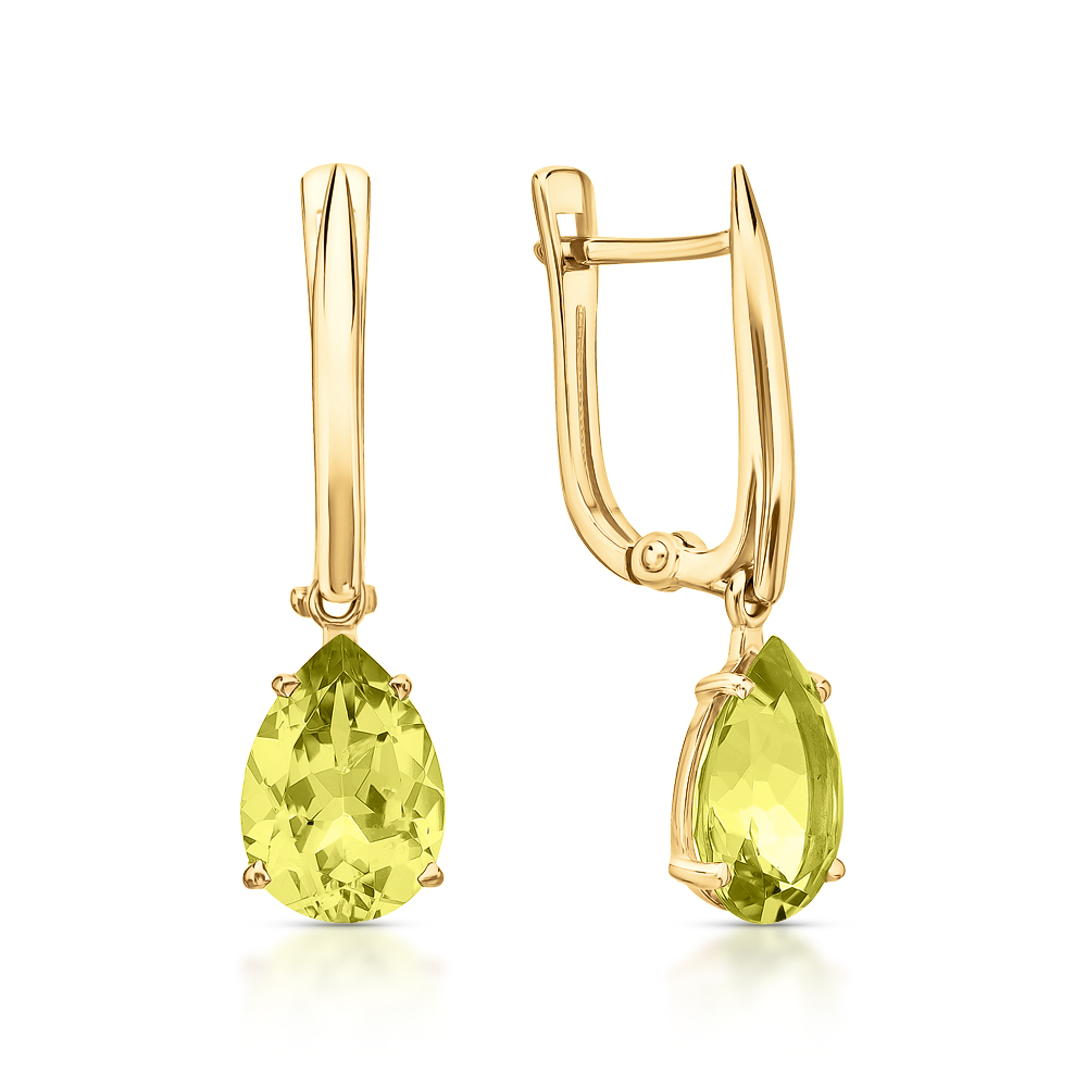 Золотые серьги с кварцами природными в Ростовe-на-Дону