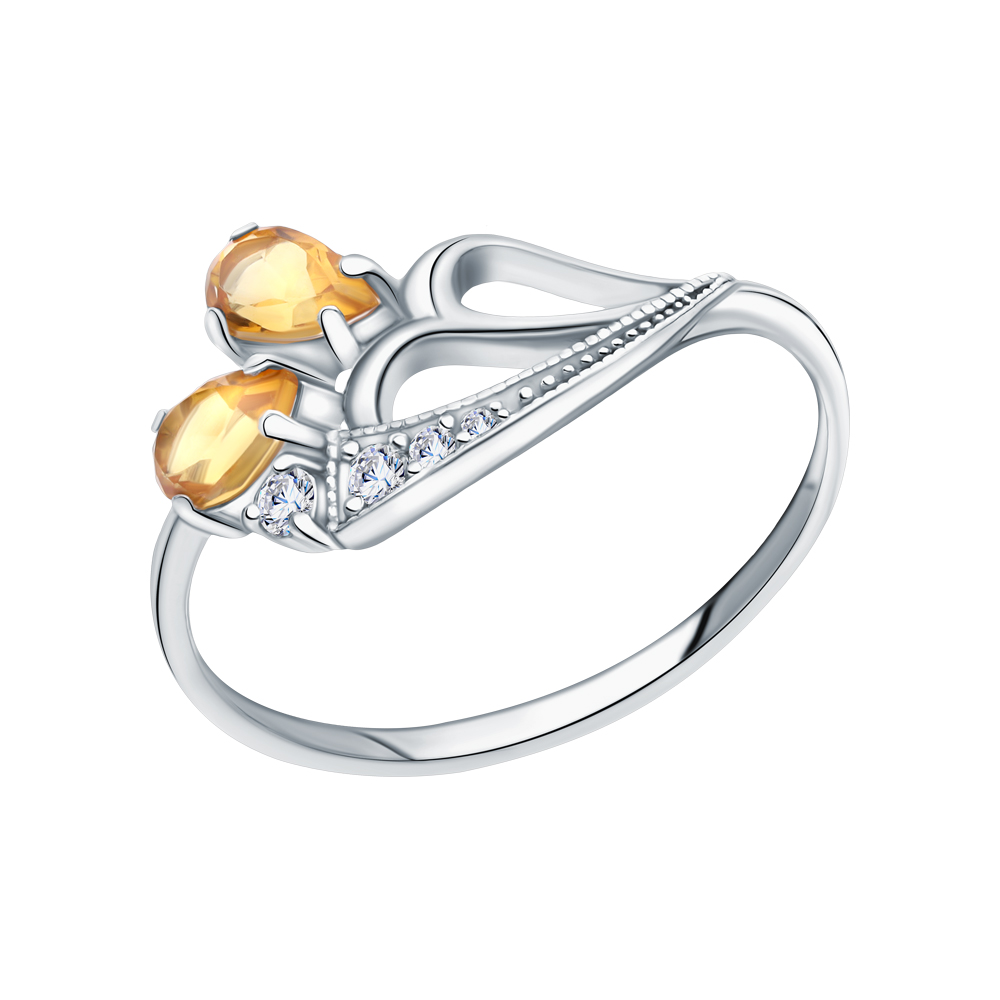 Серебряное кольцо с кубическим цирконием и цитринами в Самаре
