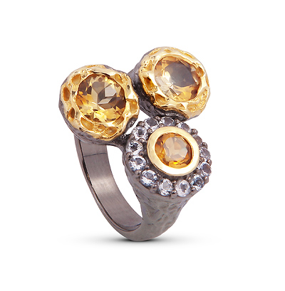 Фото «Серебряное кольцо с цитринами и топазами»