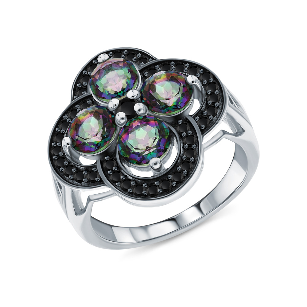 Фото «Серебряное кольцо со шпинелью и кварцем»